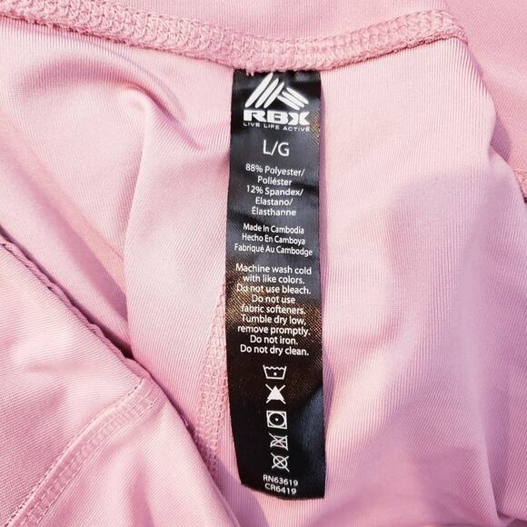 RBX Pink Athletic Workout Leggings with Mesh Panels Size Large - Picture 6 of 7